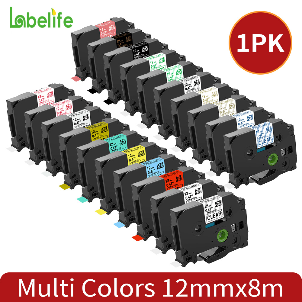 Label Printer Tape - Nastro per etichette laminato 12mm compatibile