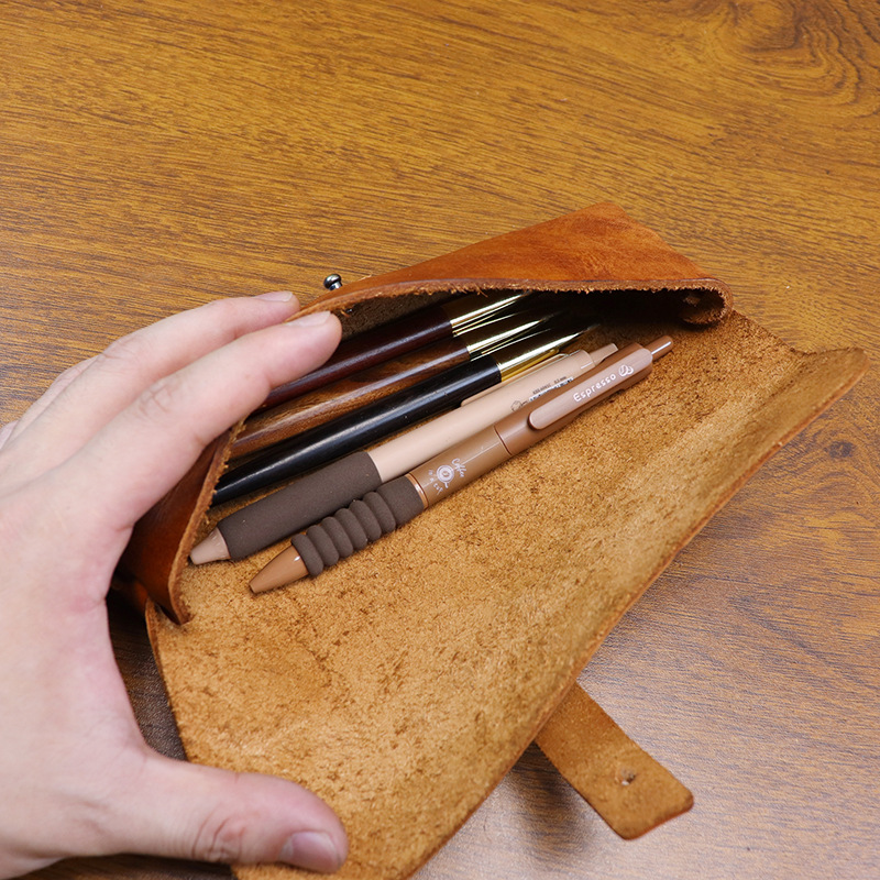 Tan Stationery & Office Supply - Astuccio Vintage in Pelle Conciata al
