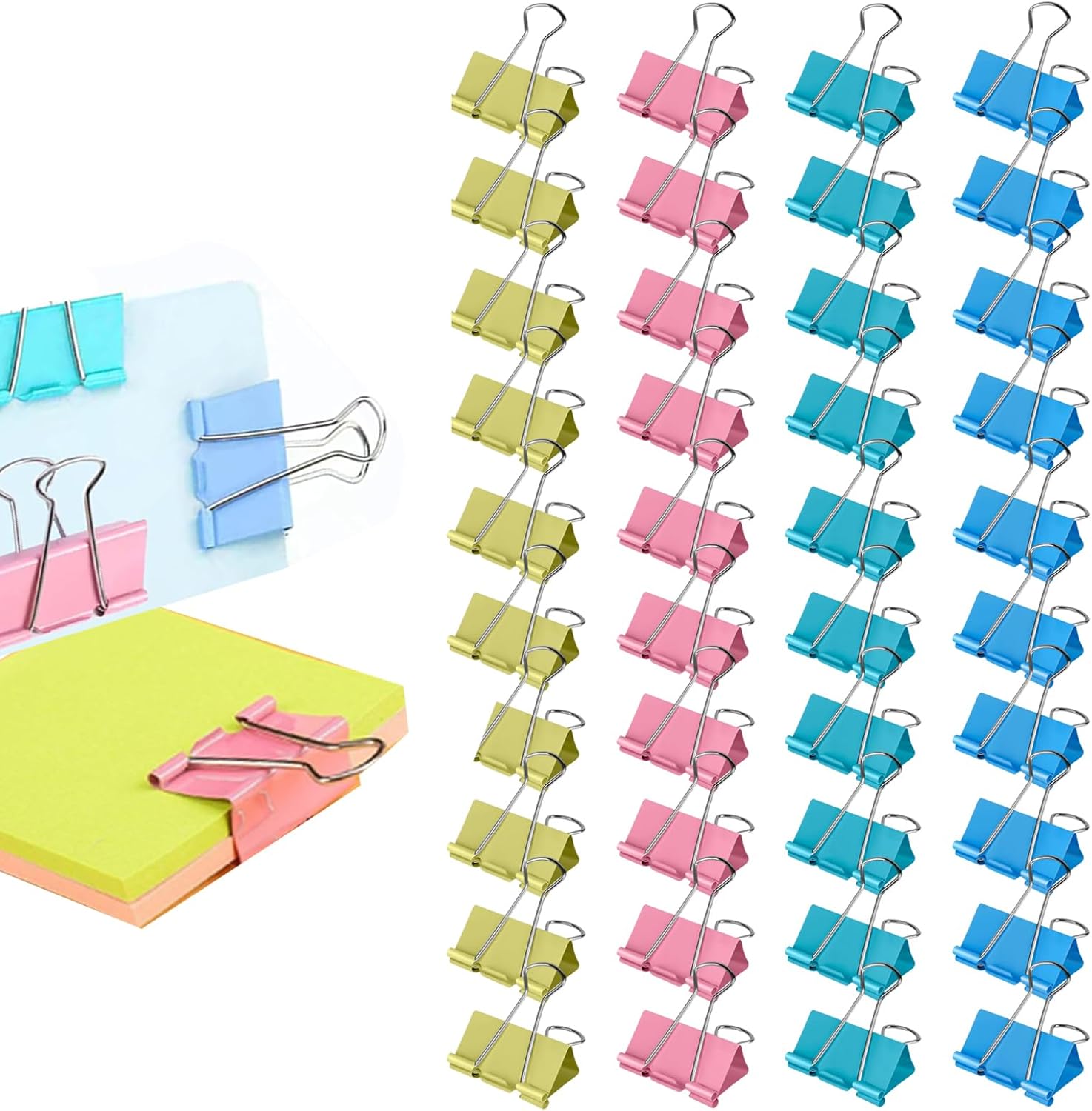 Binder Clip Assorted - Clip pieghevoli, 40 fermagli per carta,